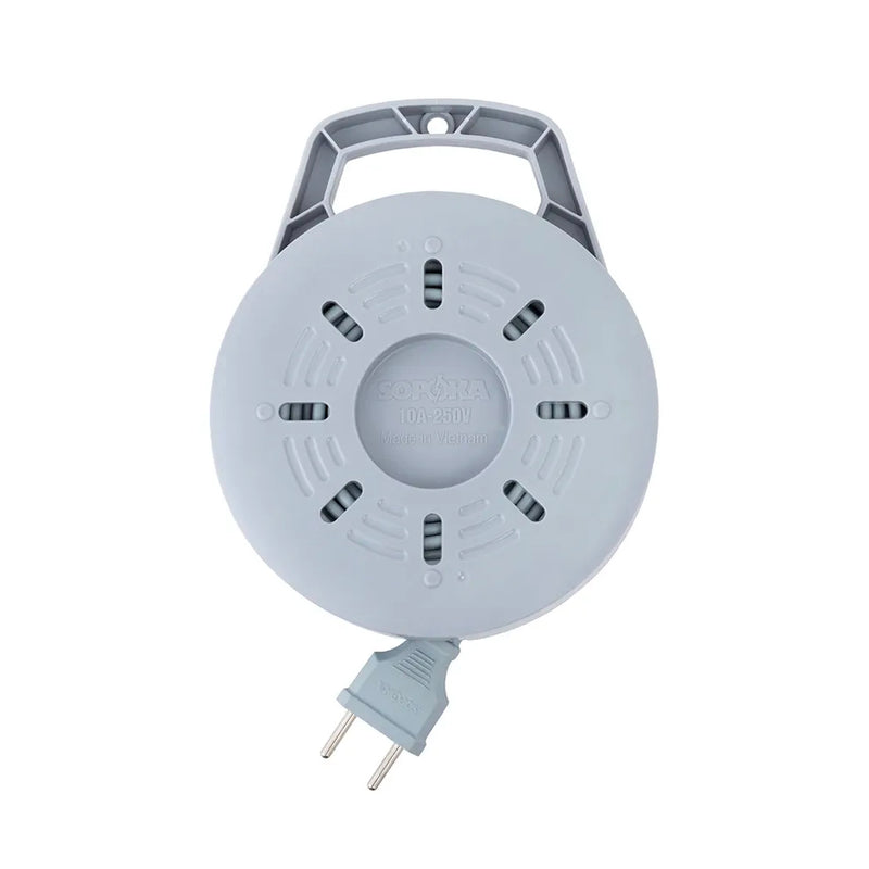 Ổ cắm cuốn dây SOPOKA Q-Series màu xám, chịu tải 2200W, thiết kế nhỏ gọn, dễ cất giữ