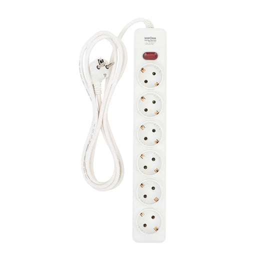 Ổ cắm điện SOPOKA 6N2 6 cổng chuẩn Châu Âu Type F, dây 2.5m/4.5m, chịu tải 10A-250V, chống cháy nổ, an toàn cho gia đình