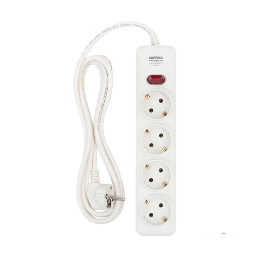 Ổ cắm 4 cổng chuẩn Châu Âu Type F SOPOKA 4N2 màu trắng, an toàn, chịu tải 10A-250V