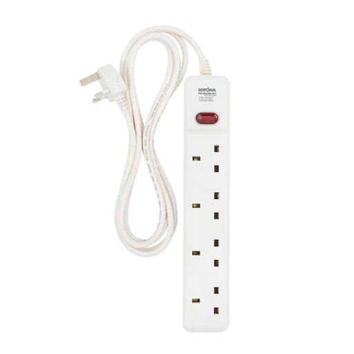 Ổ cắm điện SOPOKA 4E1 chuẩn Anh Type G, 4 cổng, dây 3m/5m, chịu tải 10A-250V, an toàn, chống cháy.