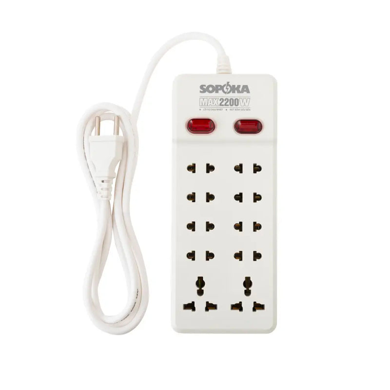 Ổ cắm có dây 10 cổng chịu nhiệt, tải 2200W SOPOKA 10Y