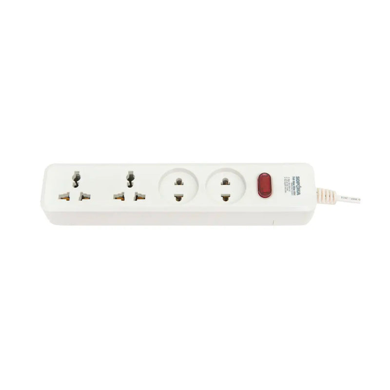 Ổ cắm SOPOKA 4D2 trắng 4 cổng chịu tải 2200W, nhiều tùy chọn dây dài cho gia đình và xưởng nhỏ.