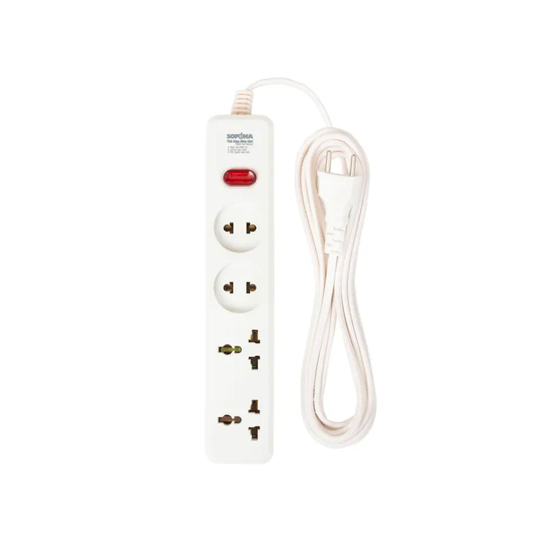 Ổ cắm điện SOPOKA 4D2 chịu tải 2200W, 4 cổng, dây dài 2.5m/4.5m/9m, an toàn cho thiết bị công suất lớn