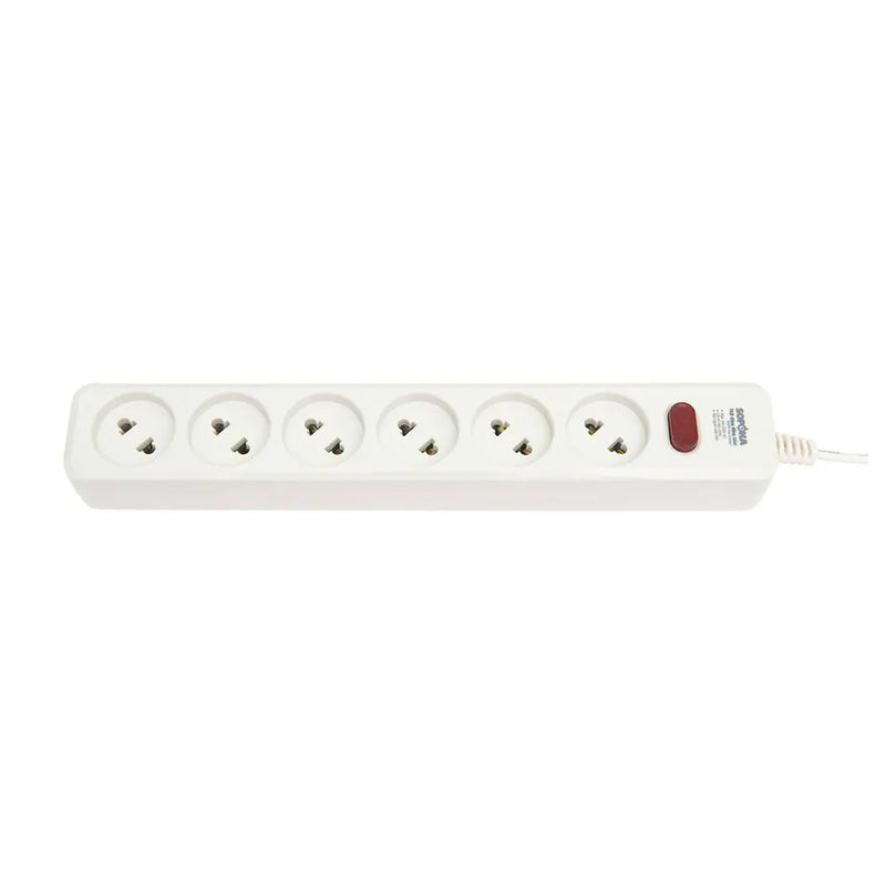 Ổ cắm có dây SOPOKA 6L1, 6 cổng, 1200W, màu trắng, chiều dài dây 2.5m/4.5m