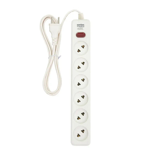 Ổ cắm SOPOKA 6L2 6 cổng, chịu tải 2200W, dây 2.5m/4.5m, trắng sứ