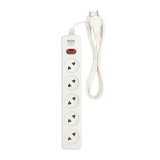 Ổ cắm điện SOPOKA 5L2 5 cổng, chịu tải 2200W, dây 2.5m/4.5m, màu trắng.