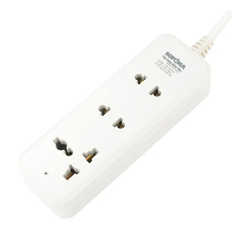 Ổ cắm SOPOKA 3C1 có dây, 3 cổng cắm, chịu tải 1200W, màu trắng, thiết kế hiện đại, an toàn cho gia đình.