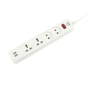 Ổ cắm điện có dây SOPOKA 4U2 màu trắng, chịu tải cao 2200W, tích hợp 2 cổng USB sạc nhanh 3A và 4 cổng AC, vỏ nhựa chống vỡ cao cấp cho bàn làm việc hiện đại.