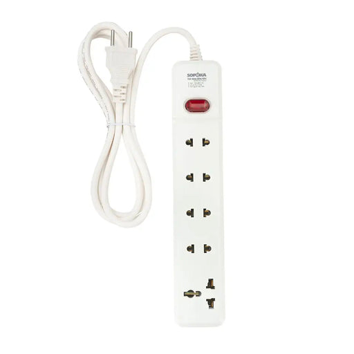 Ổ cắm Sopoka 5M2 5 cổng chịu tải 2200W, dây dài 2.5m/4.5m/9m, màu trắng.