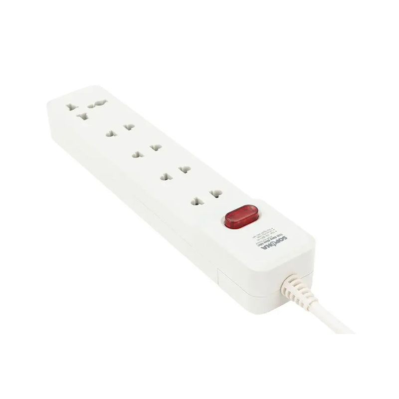 Ổ cắm điện 5 lỗ SOPOKA 5M2, công suất 2200W, dây dài 2.5m/4.5m/9m, trắng sứ, chống quá tải