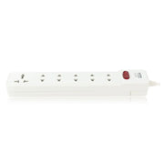 Ổ cắm điện SOPOKA 6M2, 6 cổng, chịu tải 2200W, dây 2.5m/4.5m, trắng sứ.