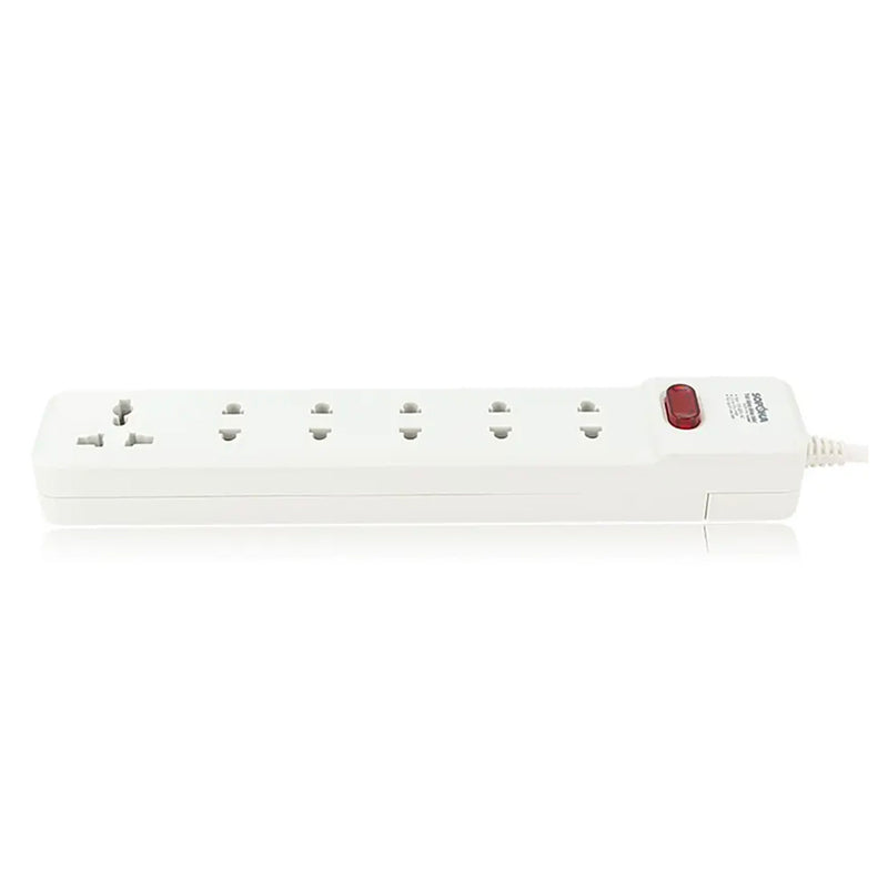 Ổ cắm điện SOPOKA 6M2, 6 cổng, chịu tải 2200W, dây 2.5m/4.5m, trắng sứ.