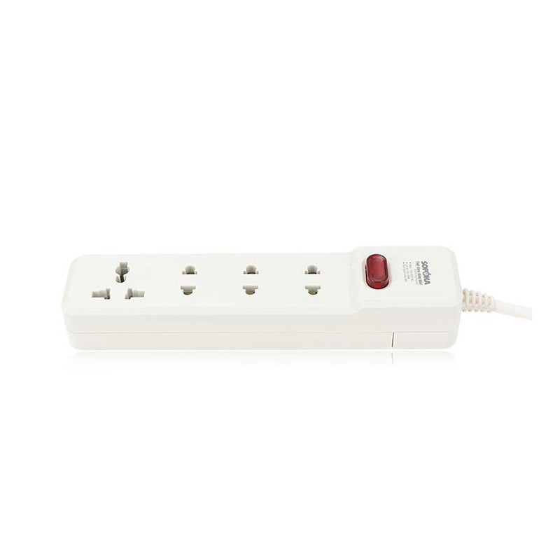 Ổ cắm SOPOKA 4M2, 4 ổ cắm đa năng, công suất 2200W, chuyên dụng cho thiết bị chịu tải lớn, màu trắng.