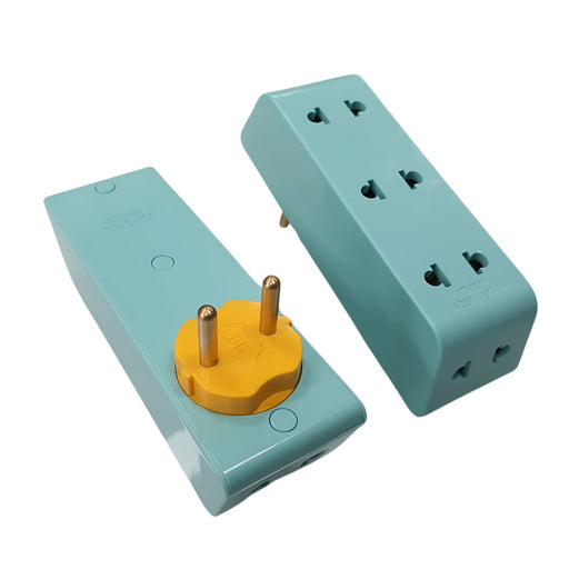 Ổ cắm chia 5 SOPOKA P25 cổ xoay 90 độ màu xanh ngọc, công suất 2200W, tăng lực kẹp, gọn nhẹ, an toàn.