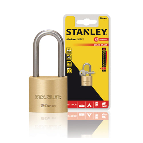 Ổ khóa càng dài STANLEY kích thước từ 20mm - 50mm, thân khóa bằng đồng thau, càng khóa bằng thép cường lực.