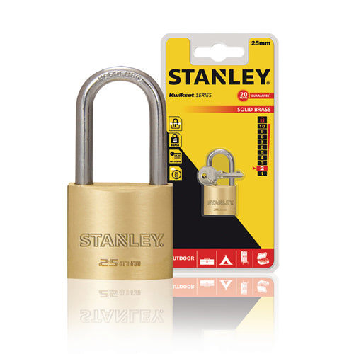 Ổ khóa càng dài STANLEY kích thước từ 20mm - 50mm, thân khóa bằng đồng thau, càng khóa bằng thép cường lực.