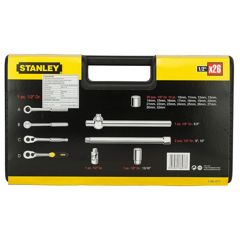 Bộ đầu tuýp hệ mét 27 chi tiết Stanley 86-477-6 cốt 1/2 inch
