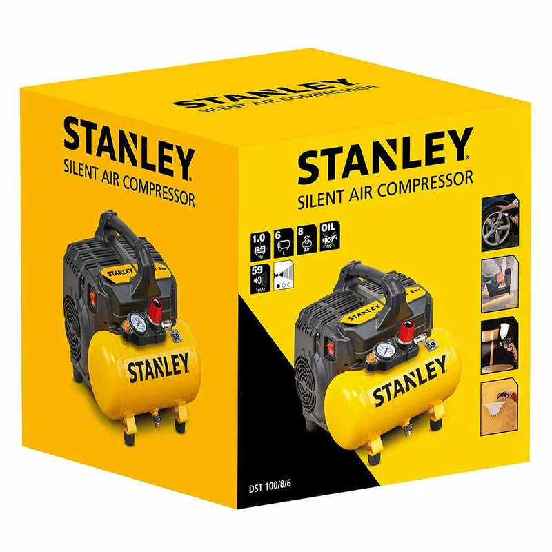 Máy nén khí không dầu Stanley DST100/8/6 công suất 750W (1HP), dung tích 6 lít