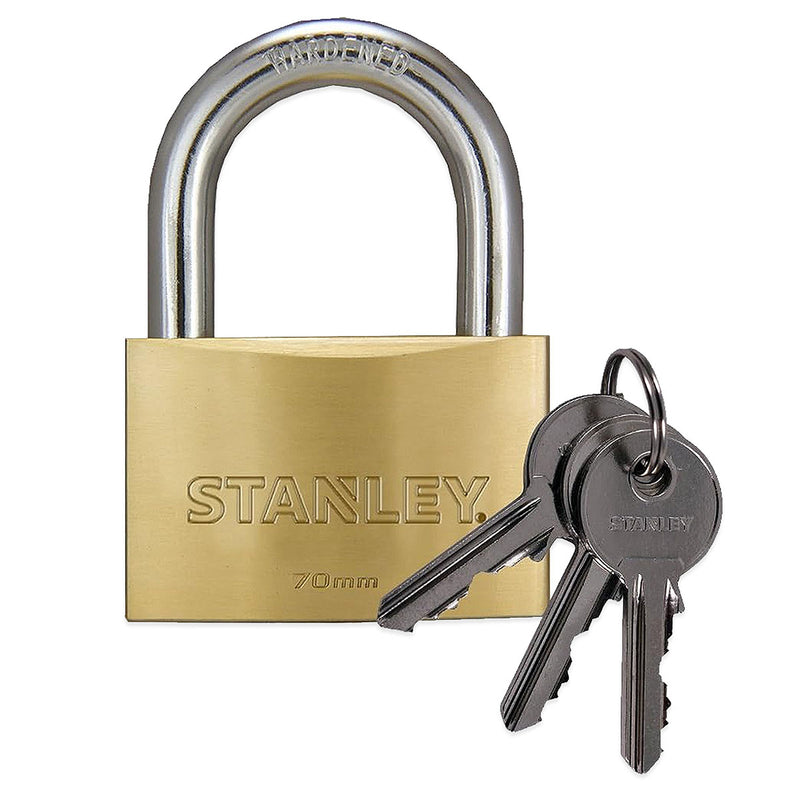 Ổ khóa treo STANLEY kích thước từ 30mm -70mm, thân khóa bằng đồng thau, càng khóa bằng thép cường lực.