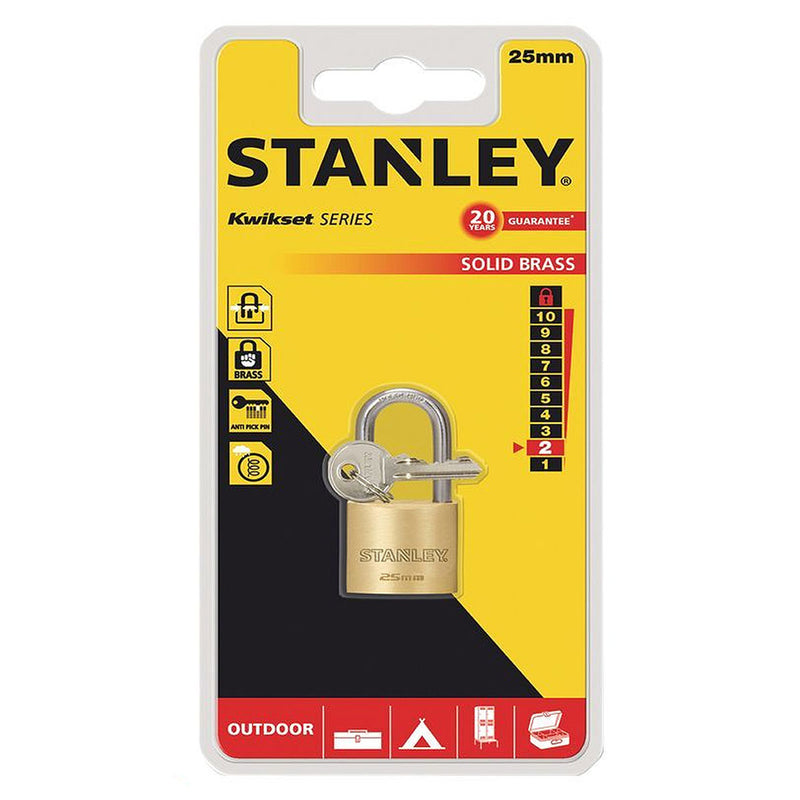 Ổ khóa càng dài STANLEY kích thước từ 20mm - 50mm, thân khóa bằng đồng thau, càng khóa bằng thép cường lực.