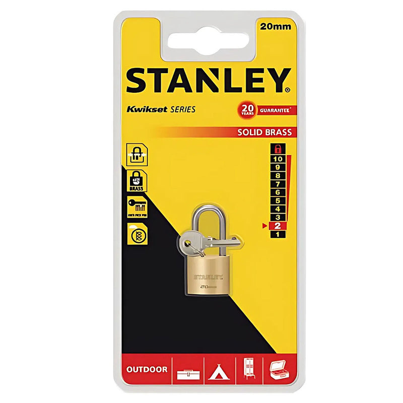 Ổ khóa càng dài STANLEY kích thước từ 20mm - 50mm, thân khóa bằng đồng thau, càng khóa bằng thép cường lực.