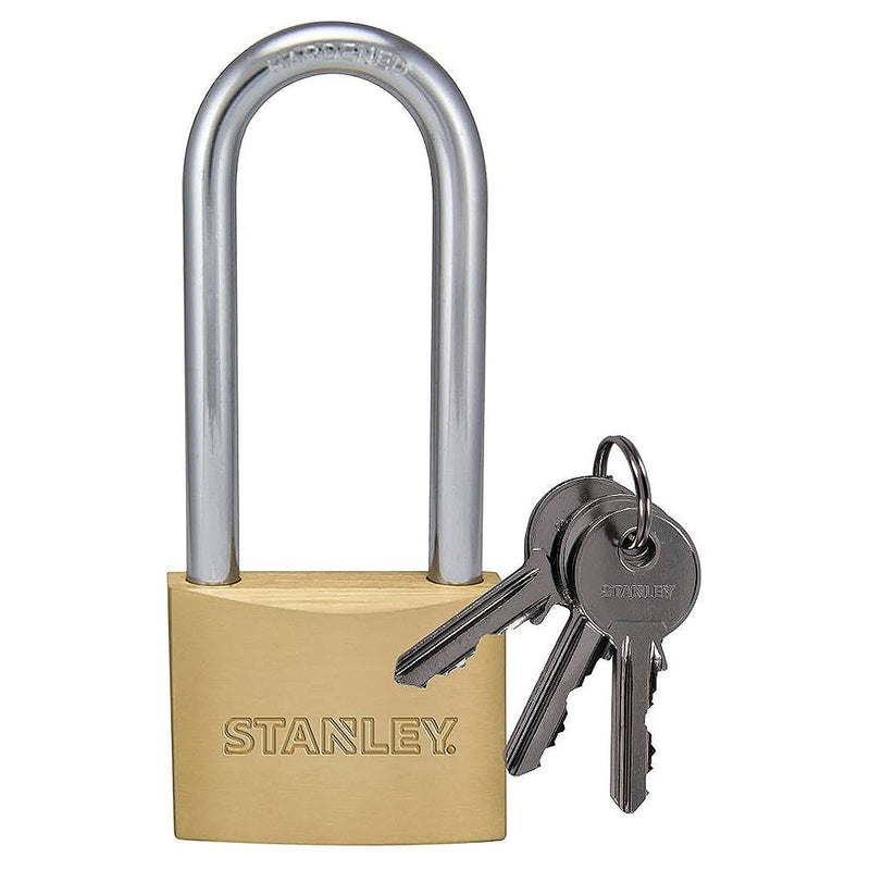 Ổ khóa càng dài STANLEY kích thước từ 20mm - 50mm, thân khóa bằng đồng thau, càng khóa bằng thép cường lực.