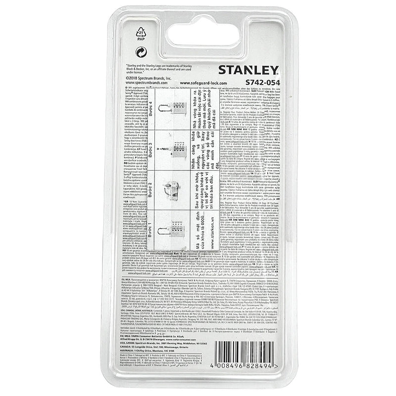 Ổ khóa số STANLEY 3 cọc số,  kích thước 30mm, càng khoá mỏng