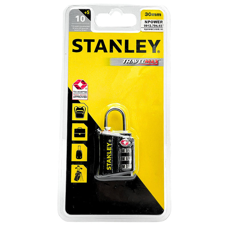 Ổ khóa số STANLEY 3 cọc số,  kích thước 30mm, càng khoá mỏng