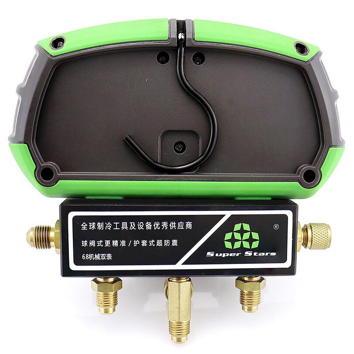 Đồng hồ áp suất Super Stars ST-B268 dùng để đo áp suất, nạp gas R22, R410A, R134A, R404A, R407C, R32 trong ngành lạnh