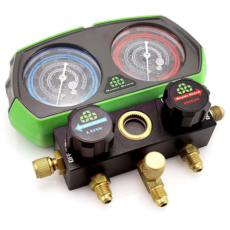 Đồng hồ áp suất Super Stars ST-B268 dùng để đo áp suất, nạp gas R22, R410A, R134A, R404A, R407C, R32 trong ngành lạnh