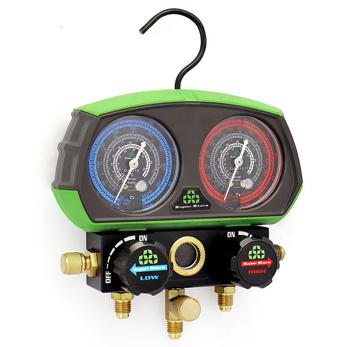 Đồng hồ áp suất Super Stars ST-B268 dùng để đo áp suất, nạp gas R22, R410A, R134A, R404A, R407C, R32 trong ngành lạnh