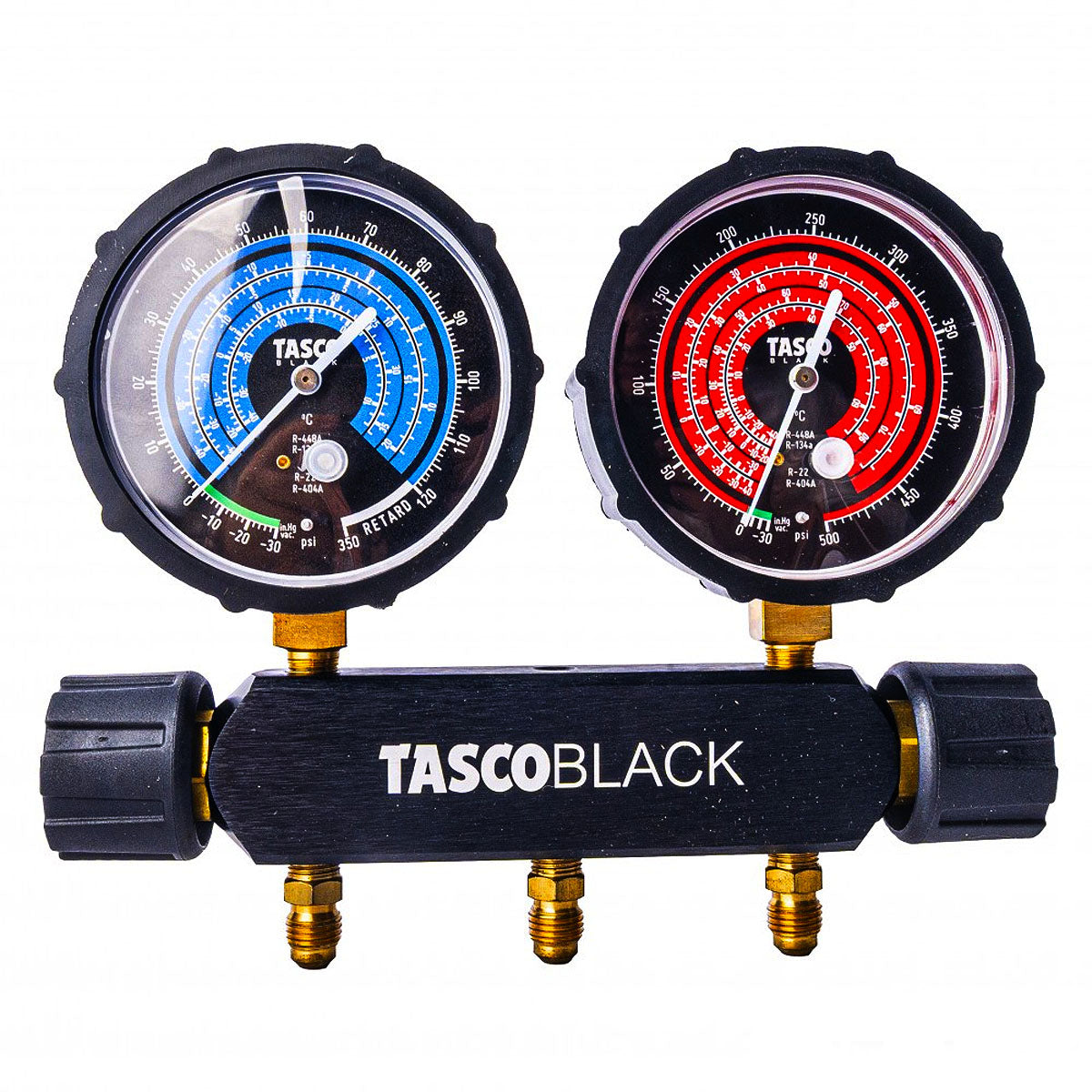 Đồng hồ áp suất Tasco TB120RS dùng để đo áp suất gas R22, R134A, R404A, R448A trong ngành lạnh