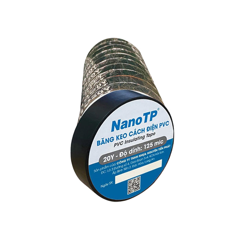 Băng keo cách điện PCV Tiến Phát cuộn dày 20 Yard (độ dính 125 Mic)