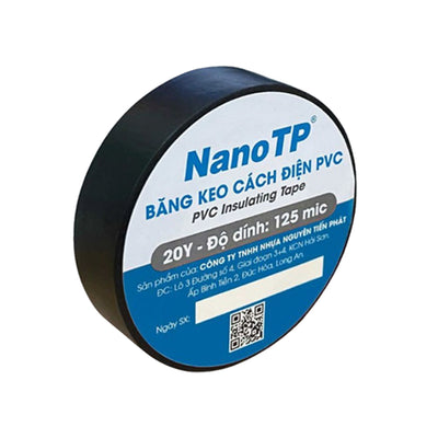 Băng keo cách điện PCV Tiến Phát cuộn dày 20 Yard (độ dính 125 Mic)
