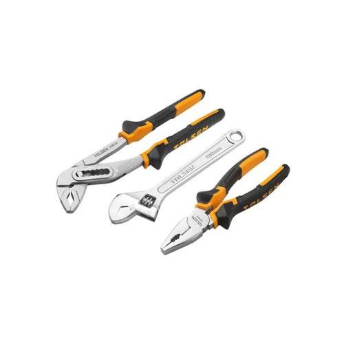 Bộ 3 Kìm răng - Kìm mỏ quạ - Mỏ lết mạ niken TOLSEN 10403