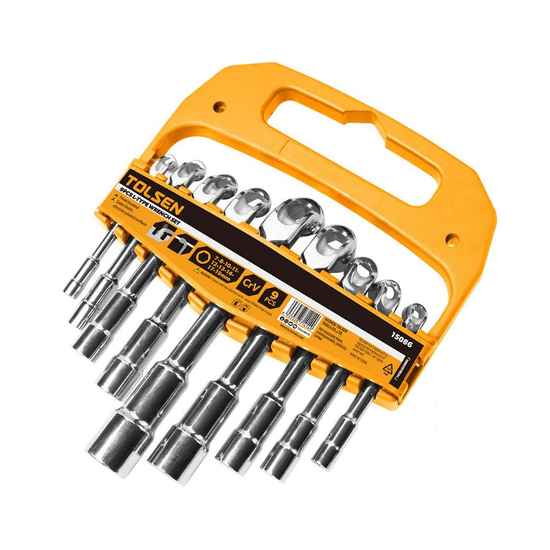 Bộ 9 chìa vặn góc L kích thước từ 7mm - 19mm, thép CrV  TOLSEN 15086