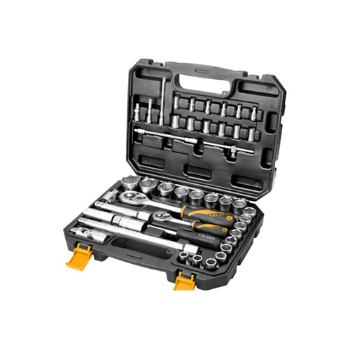 Bộ đầu tuýp công nghiệp 1/2 inch và 1/4 inch, thép CrV, 45 món TOLSEN 15142