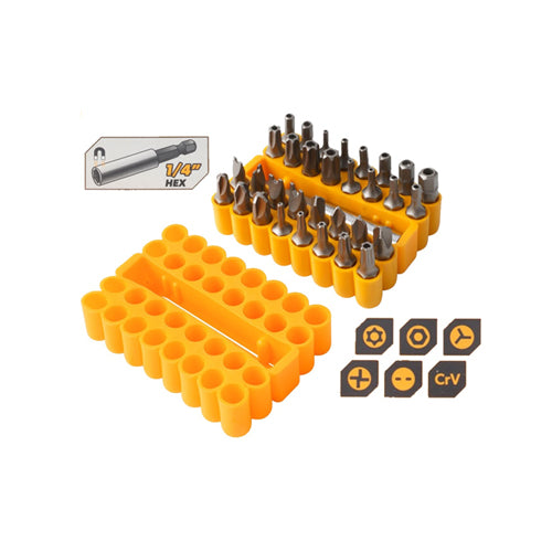 Bộ đầu vít 1/4 inch có nam châm 33 món, thép CrV TOLSEN 20385