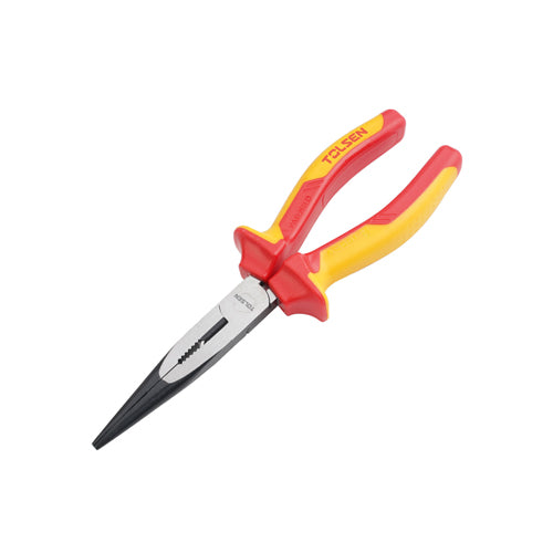 Kìm nhọn thẳng cách điện cao cấp 160 - 200mm TOLSEN, thép CrV, mạ đen và đánh bóng bề mặt