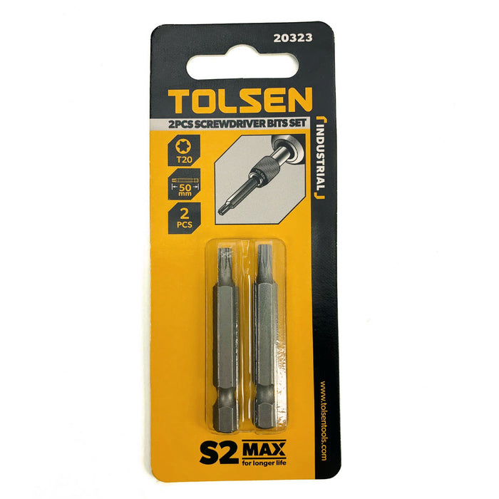 Bộ 2 đầu vít lục giác bông công nghiệp 50mm, thép S2, phủ Satin TOLSEN