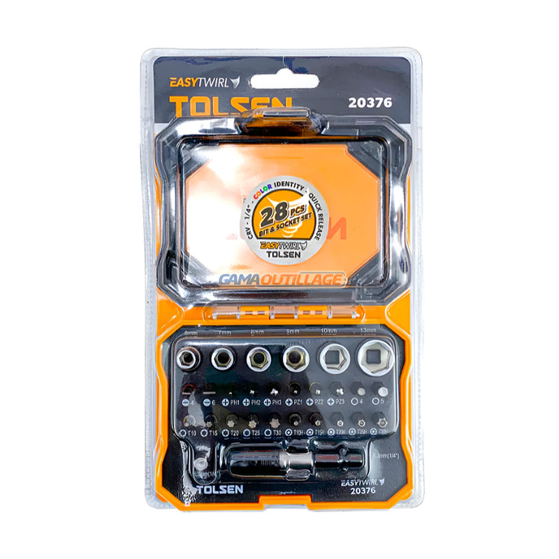 Bộ 28 đầu vít và đầu tuýp TOLSEN 20376