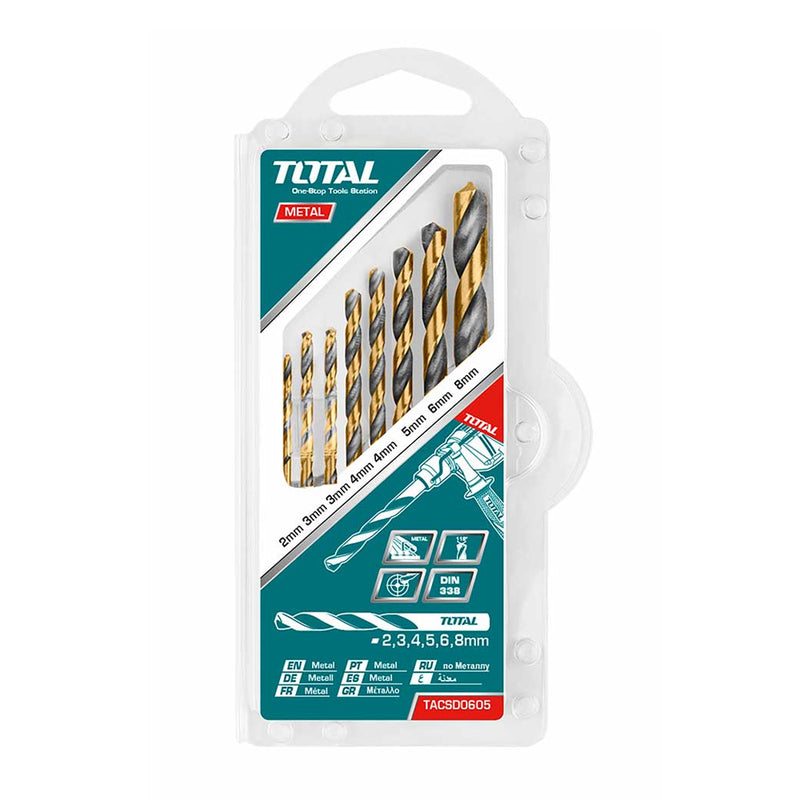Bộ 8 Mũi khoan kim loại HSS TOTAL TACSD0801