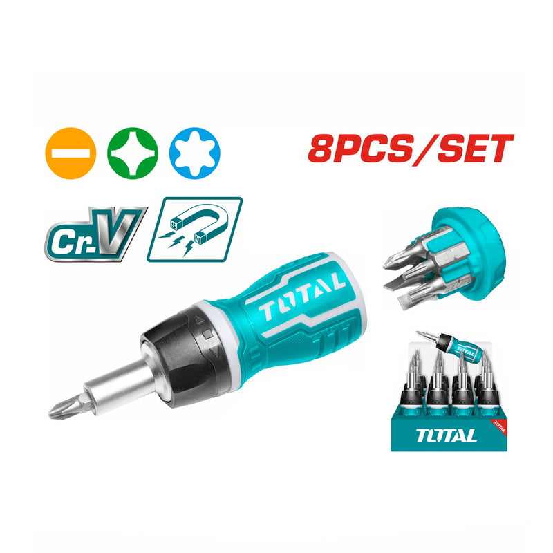Bộ tua vít 8 trong 1 (tay vặn xoay chiều) TOTAL TACSDS1726