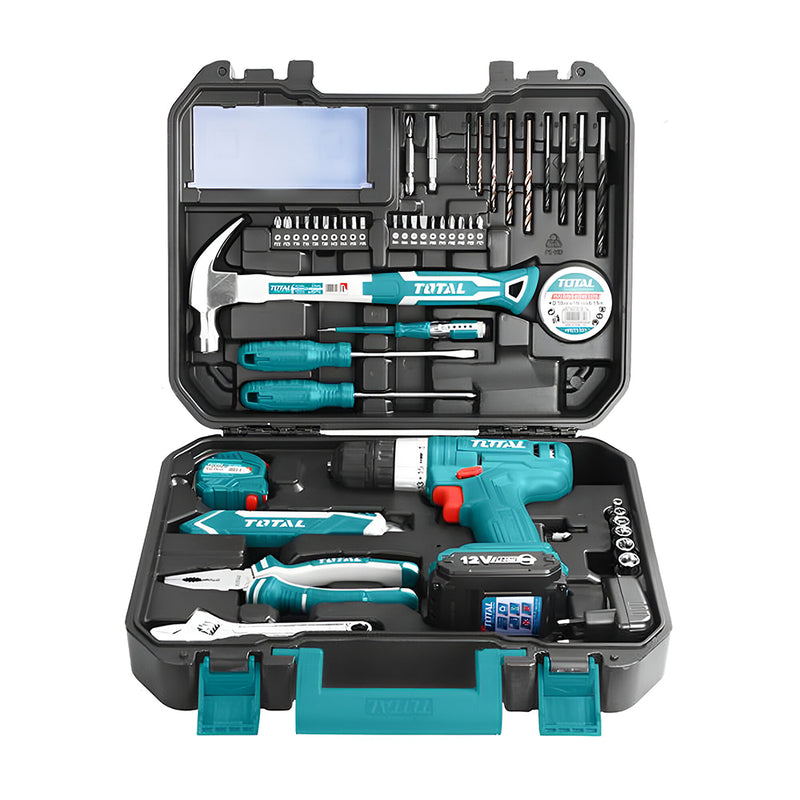 Bộ 127 món bao gồm Máy khoan dùng Pin 12V TOTAL THKTHP11272