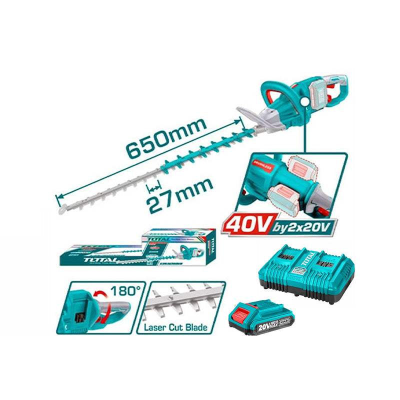 Máy cắt hàng rào không chổi than dùng Pin 20V TOTAL THTLI400282