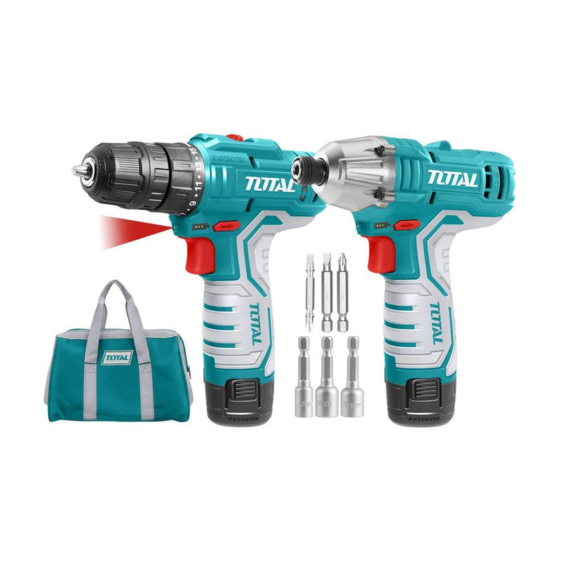Chi tiết Bộ combo Máy siết vít và Máy khoan dùng Pin 12V TOTAL TKLI1201
