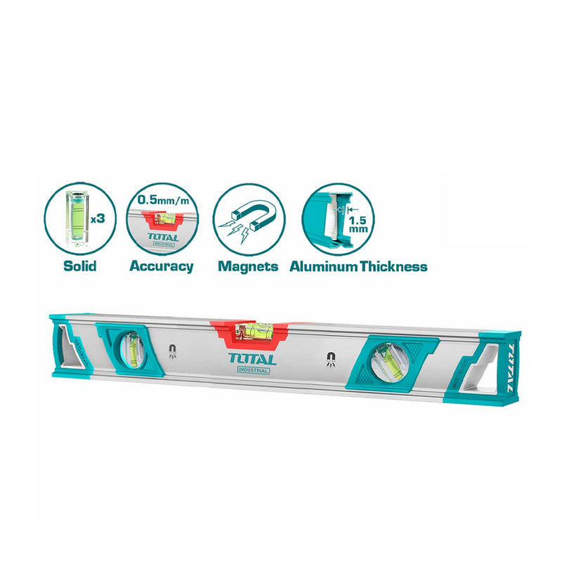 Thước thủy nhôm dài từ 400mm - 1500mm có nam châm TOTAL dày 1.5mm