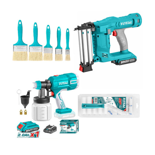Bộ combo súng bắn đinh TCBNLI2016 Máy phun sơn TCSGLI20406 dùng Pin 20V TOTAL TOSLI23054