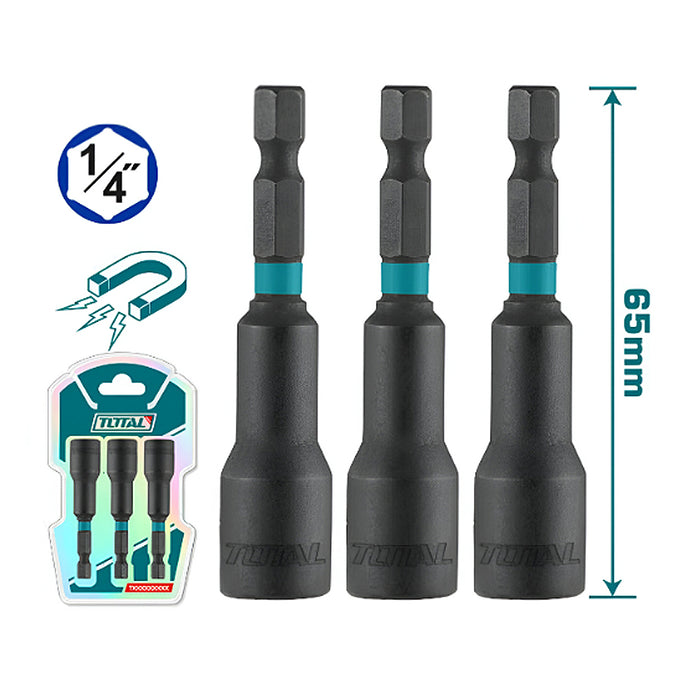 Bộ 3 mũi bắn tôn 12 - 14mm, đuôi lục giác 1/4" TOTAL