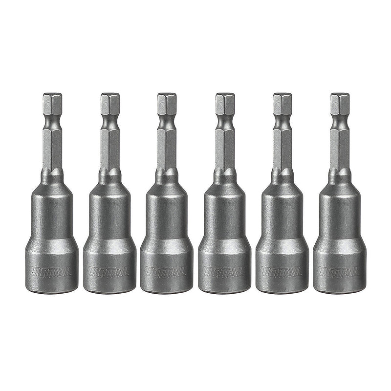 Bộ 6 Mũi gắn vít bắn tôn (tole) bằng thép đen, đuôi lục giác, có từ tính (nam châm) kết hợp (6m + 7mm + 8mm + 9mm + 10mm + 12mm) TOTAL TAC2765061